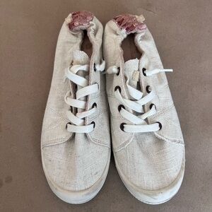Tommy Bahamas Beige Canvas Laced Pull On No-Tie Casual Low Rise Shoes US 9